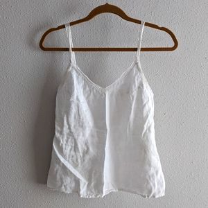 Reformation Emmie White Lace Strap linen camisole